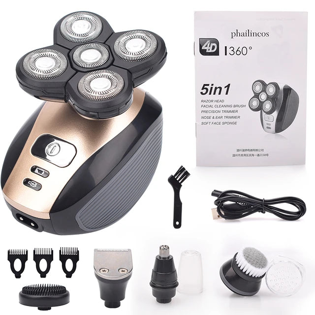 5 IN 1 4D MEN'S RECHARGEABLE ELECTRIC SHAVER