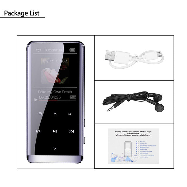 16GB bluetooth MP3 Player Earphones HiFi fm Radio mini USB mp3 Sports MP 4 HiFi Portable Music Players Voice Recording Recorder