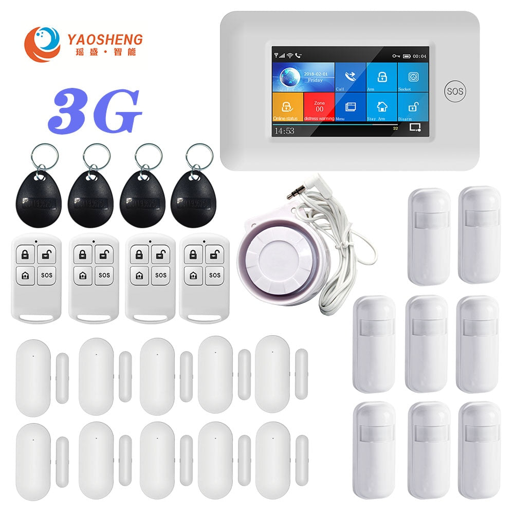 3G Version TFT All Touch Screen WIFI GPRS Wireless APP Remote Control Smart Home Security Alarm Systems For IOS/Android System