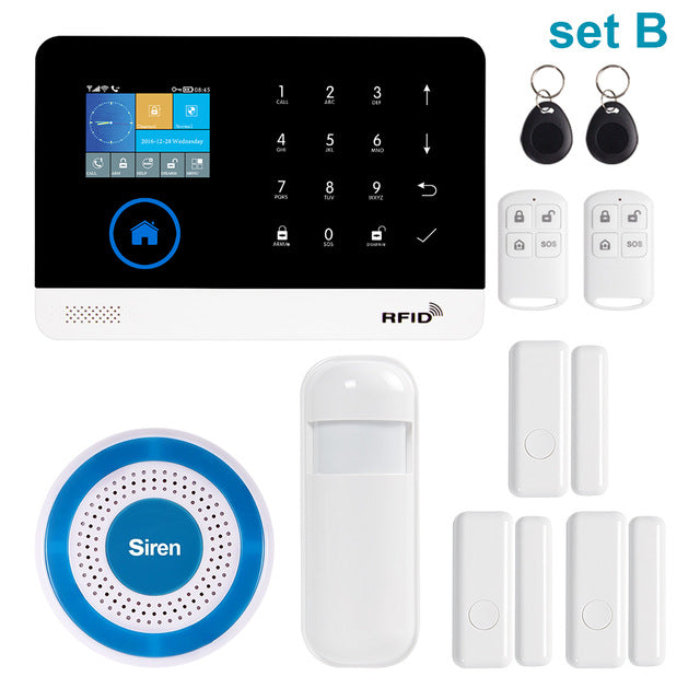 Awaywar Wireless WIFI GSM RFID TFT Security Alarm System kit APP Remote Control Burglar Touch Keyboard Smart Home