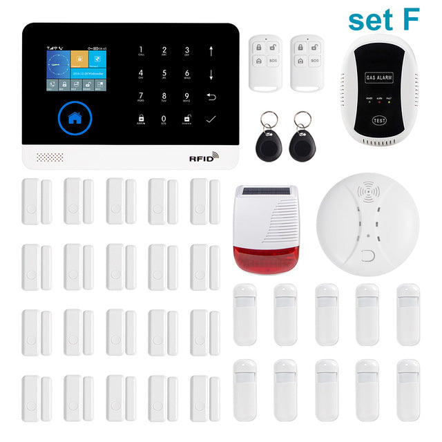 Awaywar Wireless WIFI GSM RFID TFT Security Alarm System kit APP Remote Control Burglar Touch Keyboard Smart Home