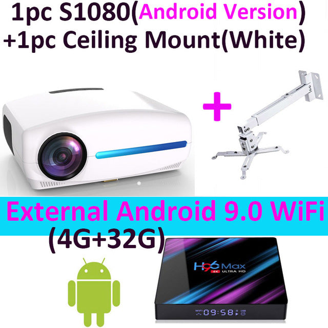 Smartldea 1080P 4K Full HD Projector,Android 9.0 Optional,1920x1080P Resolution 6500lumen,LED Proyector Home Theater,3D Beamer