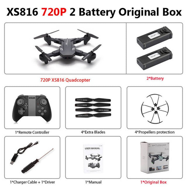 Visuo XS816 Foldable Drone with Dual Camera 4K WiFi FPV Selfie Wide Angle Optical Flow Positioning RC Quadcopter Helicopter Toys