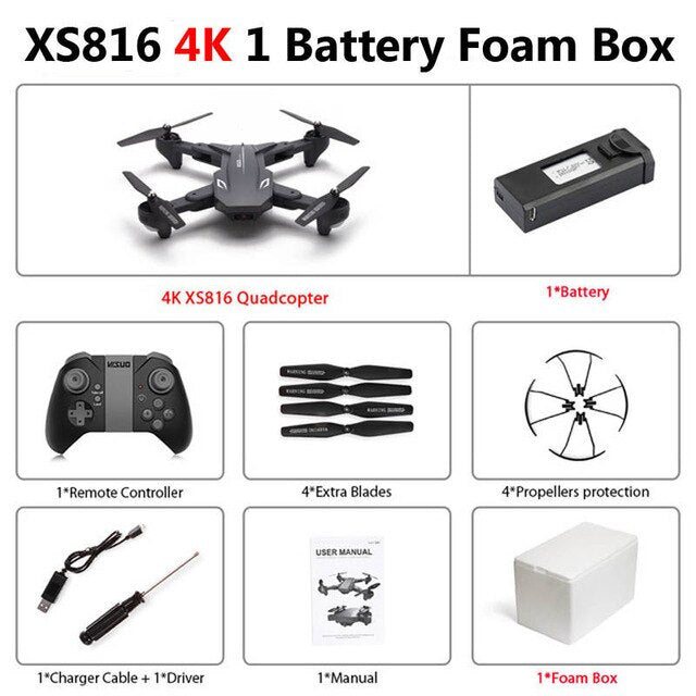 Visuo XS816 Foldable Drone with Dual Camera 4K WiFi FPV Selfie Wide Angle Optical Flow Positioning RC Quadcopter Helicopter Toys