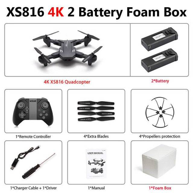 Visuo XS816 Foldable Drone with Dual Camera 4K WiFi FPV Selfie Wide Angle Optical Flow Positioning RC Quadcopter Helicopter Toys