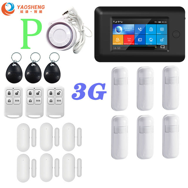 3G Version TFT All Touch Screen WIFI GPRS Wireless APP Remote Control Smart Home Security Alarm Systems For IOS/Android System