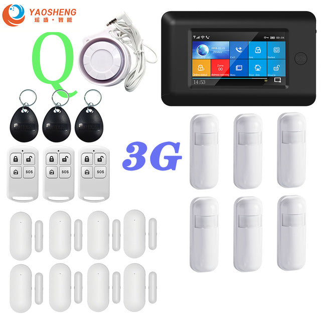 3G Version TFT All Touch Screen WIFI GPRS Wireless APP Remote Control Smart Home Security Alarm Systems For IOS/Android System