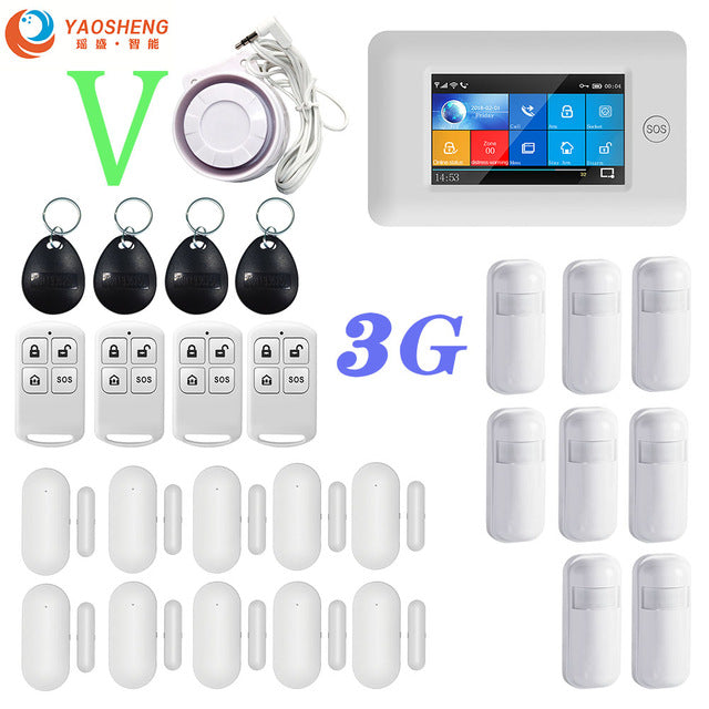 3G Version TFT All Touch Screen WIFI GPRS Wireless APP Remote Control Smart Home Security Alarm Systems For IOS/Android System