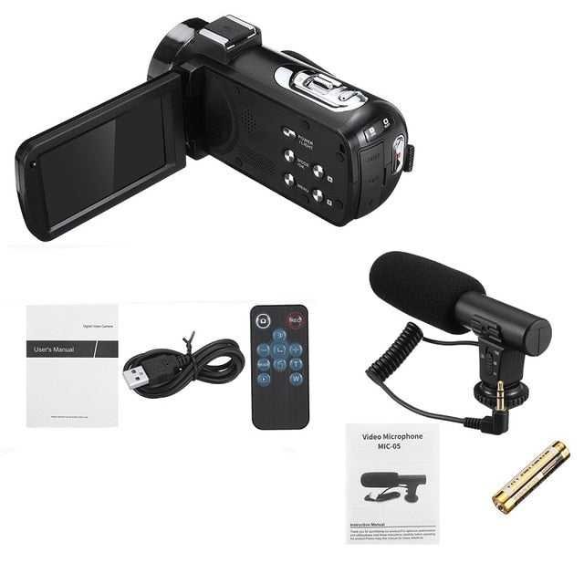 30MP Professional 4K 1080P HD Camcorder Video Camera Night Vision 3.0 Inch HD Camera 18X Digital Zoom Camera With Mic