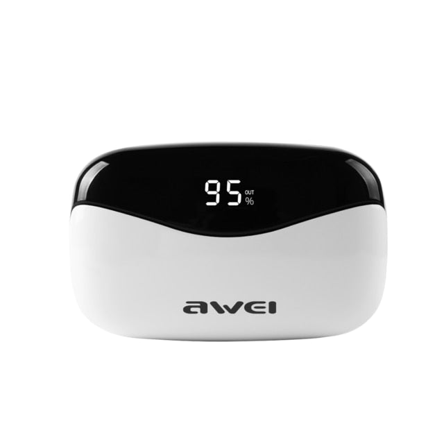 AWEI T19 TWS 5.0 2500mAh LED Display Super Bass Stereo Earbuds Noise Cancelling Waterproof IPX5 With Dual Mic For Gaming,Sport