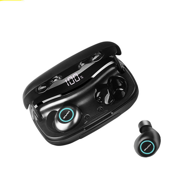 AWEI T19 TWS 5.0 2500mAh LED Display Super Bass Stereo Earbuds Noise Cancelling Waterproof IPX5 With Dual Mic For Gaming,Sport