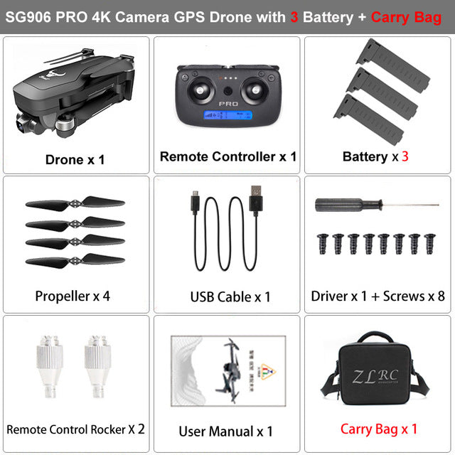 ZLRC Beast SG906 Pro Brushless Motor GPS 5G WIFI FPV 2-Axis Gimbal Professional 4K HD Camera RC Drone Quadcopter Support SD Card