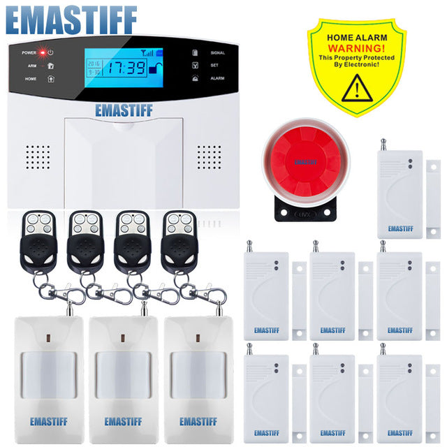 IOS Android APP Wired Wireless Home Security LCD PSTN WIFI GSM Alarm System Intercom Remote Control Autodial Siren Sensor Kit