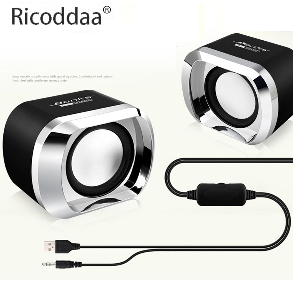 USB 2.0 Notebook Speakers Wired Stereo Mini Computer Speaker For Desktop Laptop Notebook PC MP3 MP4 3.5mm Portable Bass Music