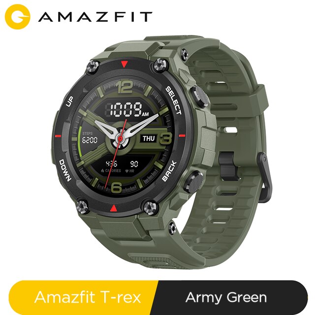 New 2020 CES Amazfit T-rex T rex Smartwatch 5ATM 14 Sports Modes Smart Watch GPS/GLONASS MIL-STD for iOS Android phone