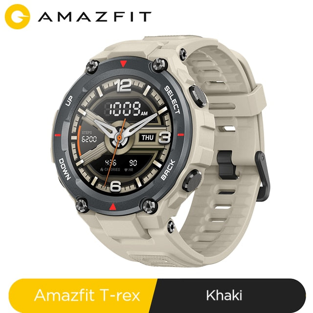 New 2020 CES Amazfit T-rex T rex Smartwatch 5ATM 14 Sports Modes Smart Watch GPS/GLONASS MIL-STD for iOS Android phone