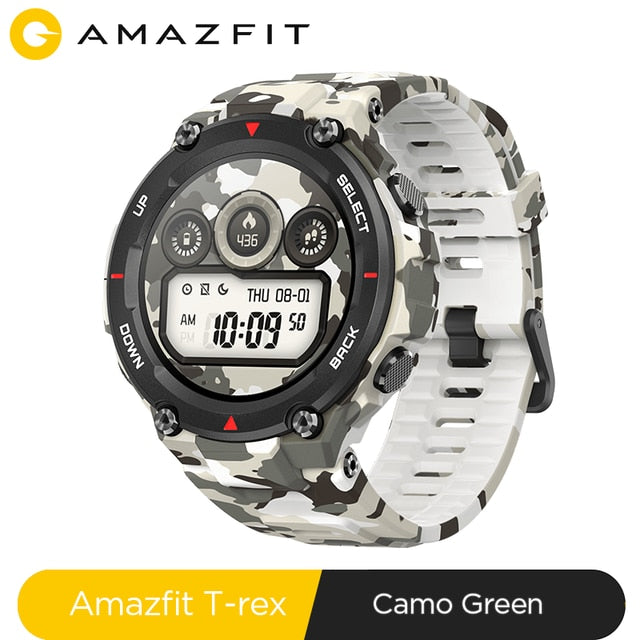 New 2020 CES Amazfit T-rex T rex Smartwatch 5ATM 14 Sports Modes Smart Watch GPS/GLONASS MIL-STD for iOS Android phone