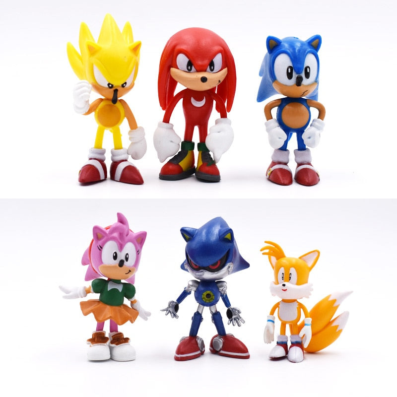 6Pcs/Set Sonic Figures Toy Pvc Toy Sonic Shadow Tails Characters Figure Toys For Children Animals Toys Set Free Shipping