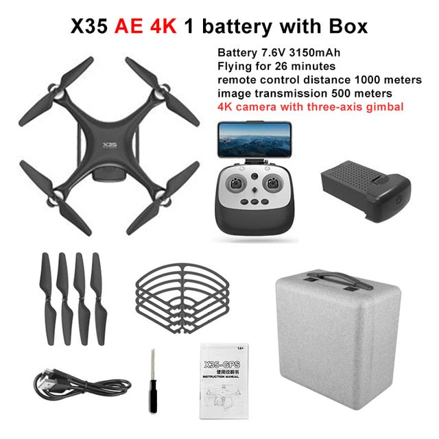 LAUMOX X35 Drone GPS WiFi 4K HD Camera Profissional RC Quadcopter Brushless Motor Drones Gimbal Stabilizer 26 minute flight