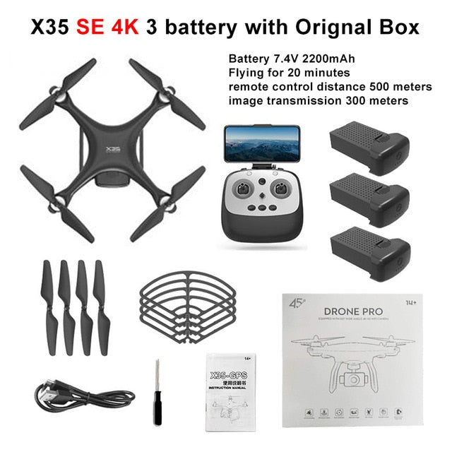 LAUMOX X35 Drone GPS WiFi 4K HD Camera Profissional RC Quadcopter Brushless Motor Drones Gimbal Stabilizer 26 minute flight
