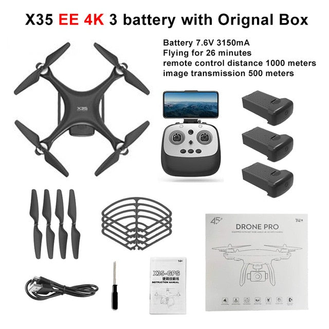 LAUMOX X35 Drone GPS WiFi 4K HD Camera Profissional RC Quadcopter Brushless Motor Drones Gimbal Stabilizer 26 minute flight