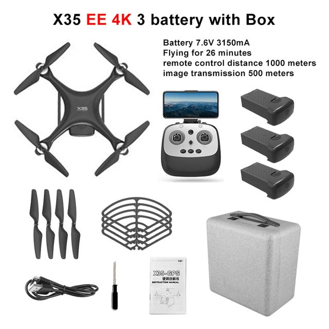 LAUMOX X35 Drone GPS WiFi 4K HD Camera Profissional RC Quadcopter Brushless Motor Drones Gimbal Stabilizer 26 minute flight