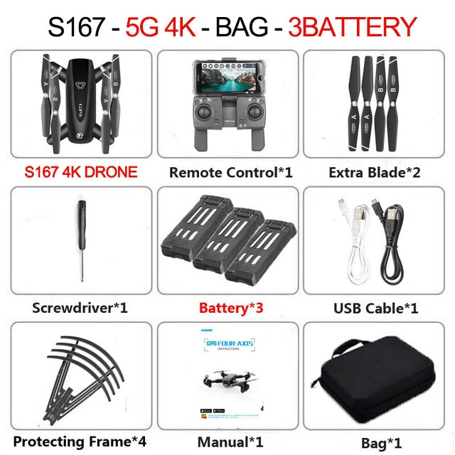 2020 New GPS Drone With Camera 5G WIFI FPV RC Foldable Quadcopter Drone 4K Off-Point Flying Gesture Photos Video Helicopter Toy