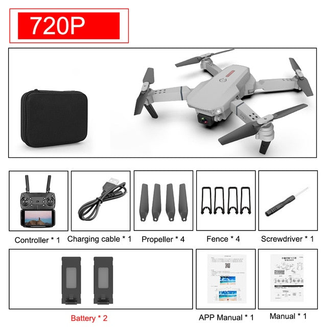 SHAREFUNBAY E88 pro drone 4k HD dual camera visual positioning 1080P WiFi fpv drone height preservation rc quadcopter