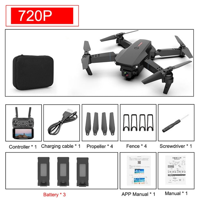 SHAREFUNBAY E88 pro drone 4k HD dual camera visual positioning 1080P WiFi fpv drone height preservation rc quadcopter