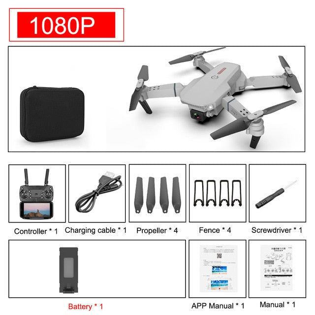 SHAREFUNBAY E88 pro drone 4k HD dual camera visual positioning 1080P WiFi fpv drone height preservation rc quadcopter