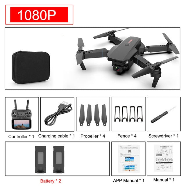 SHAREFUNBAY E88 pro drone 4k HD dual camera visual positioning 1080P WiFi fpv drone height preservation rc quadcopter