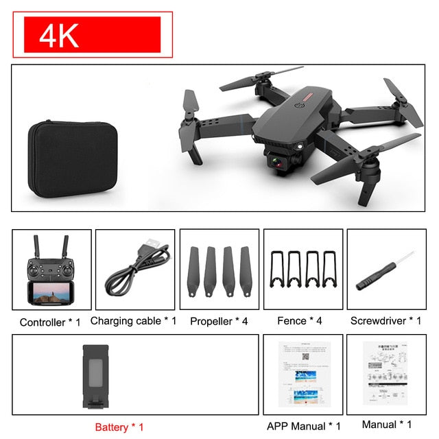 SHAREFUNBAY E88 pro drone 4k HD dual camera visual positioning 1080P WiFi fpv drone height preservation rc quadcopter