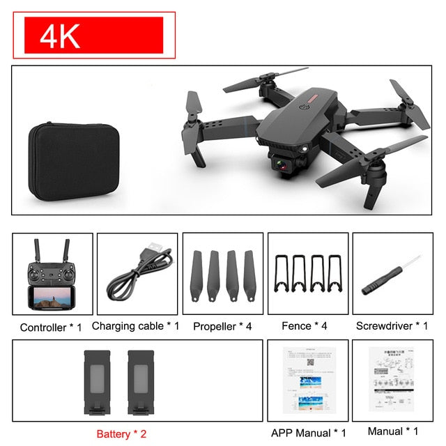SHAREFUNBAY E88 pro drone 4k HD dual camera visual positioning 1080P WiFi fpv drone height preservation rc quadcopter