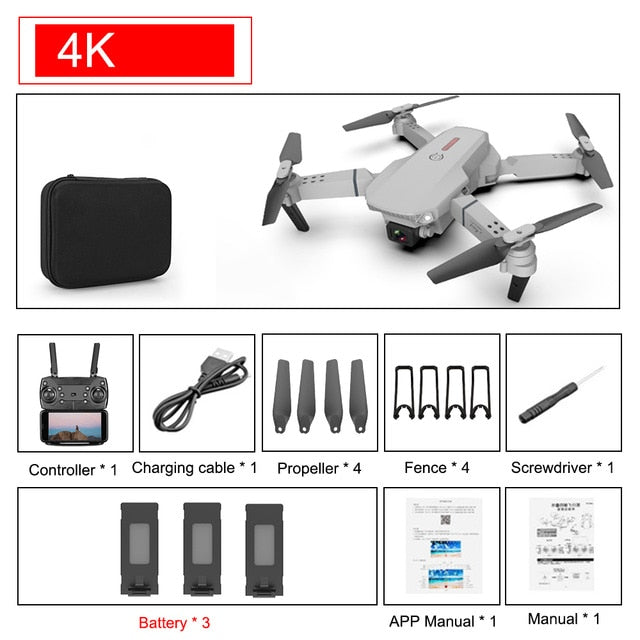 SHAREFUNBAY E88 pro drone 4k HD dual camera visual positioning 1080P WiFi fpv drone height preservation rc quadcopter