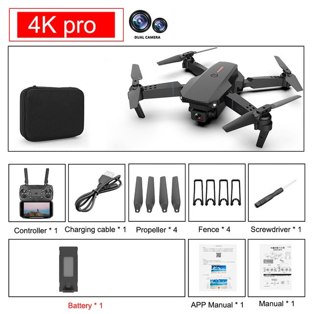 SHAREFUNBAY E88 pro drone 4k HD dual camera visual positioning 1080P WiFi fpv drone height preservation rc quadcopter