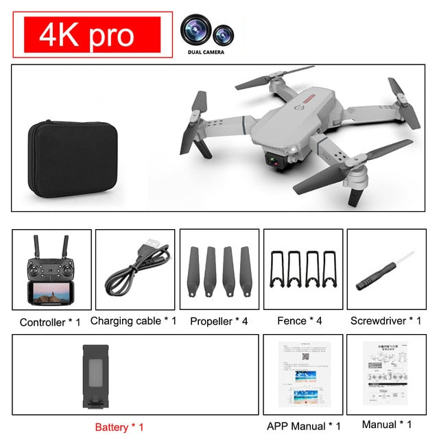SHAREFUNBAY E88 pro drone 4k HD dual camera visual positioning 1080P WiFi fpv drone height preservation rc quadcopter