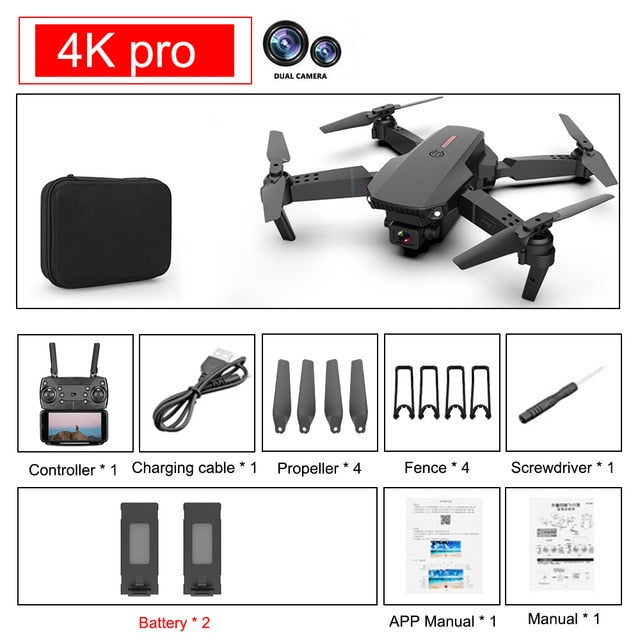 SHAREFUNBAY E88 pro drone 4k HD dual camera visual positioning 1080P WiFi fpv drone height preservation rc quadcopter