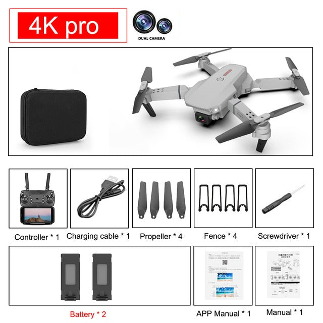 SHAREFUNBAY E88 pro drone 4k HD dual camera visual positioning 1080P WiFi fpv drone height preservation rc quadcopter