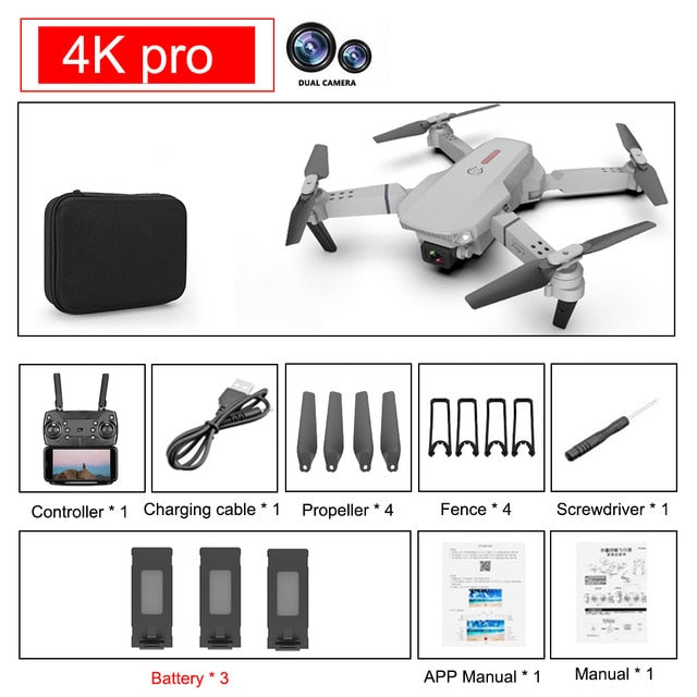 SHAREFUNBAY E88 pro drone 4k HD dual camera visual positioning 1080P WiFi fpv drone height preservation rc quadcopter