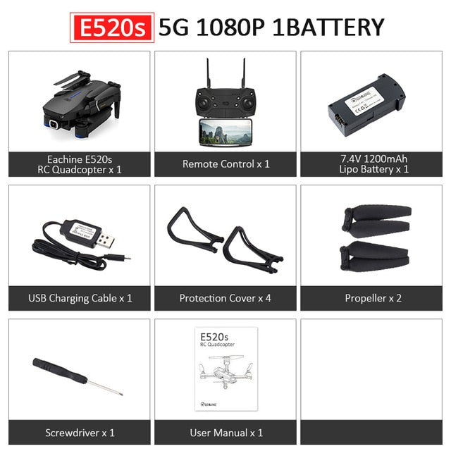 Eachine E520S E520 GPS FOLLOW ME WIFI FPV Quadcopter With 4K/1080P HD Wide Angle Camera Foldable Altitude Hold Durable RC Drone