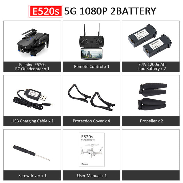 Eachine E520S E520 GPS FOLLOW ME WIFI FPV Quadcopter With 4K/1080P HD Wide Angle Camera Foldable Altitude Hold Durable RC Drone