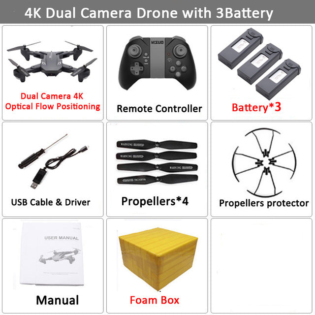 Visuo XS816 RC Drone with 50 Times Zoom WiFi FPV 4K Dual Camera Optical Flow Quadcopter Foldable Selfie Dron VS SG106 M70