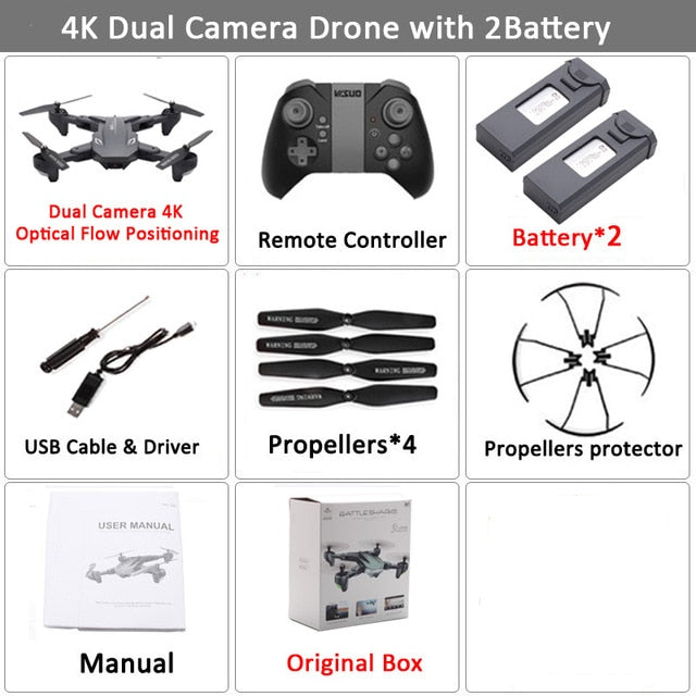 Visuo XS816 RC Drone with 50 Times Zoom WiFi FPV 4K Dual Camera Optical Flow Quadcopter Foldable Selfie Dron VS SG106 M70