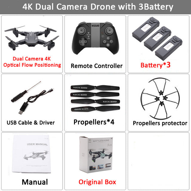 Visuo XS816 RC Drone with 50 Times Zoom WiFi FPV 4K Dual Camera Optical Flow Quadcopter Foldable Selfie Dron VS SG106 M70