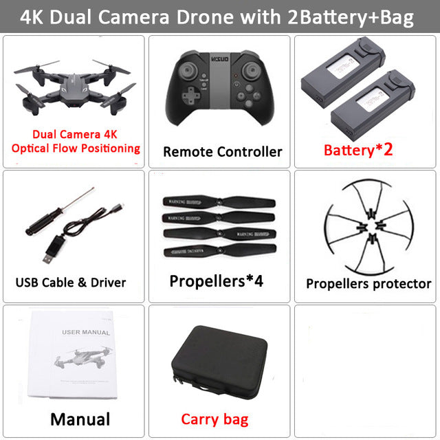 Visuo XS816 RC Drone with 50 Times Zoom WiFi FPV 4K Dual Camera Optical Flow Quadcopter Foldable Selfie Dron VS SG106 M70