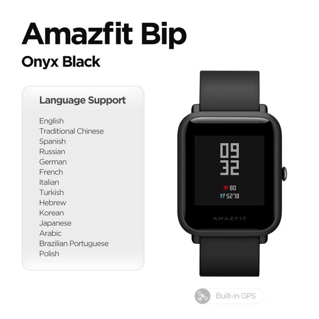 Built in GPS Amazfit Bip Smart Watch Multi Language Smartwatch Watchs Always On Display 45 Days Battery for Android Phone IOS