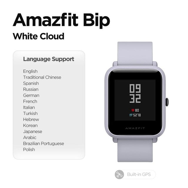 Built in GPS Amazfit Bip Smart Watch Multi Language Smartwatch Watchs Always On Display 45 Days Battery for Android Phone IOS