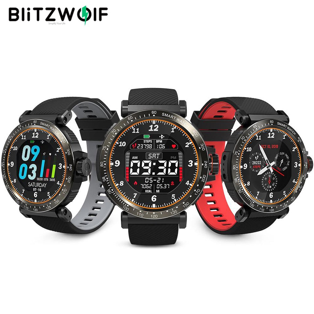 BlitzWolf BW-AT1 Smart Watch Dymanic UI Fitness Tracker Heart Rate Blood Pressure Oxygen Monitor Smartwatch Men Women Wristband