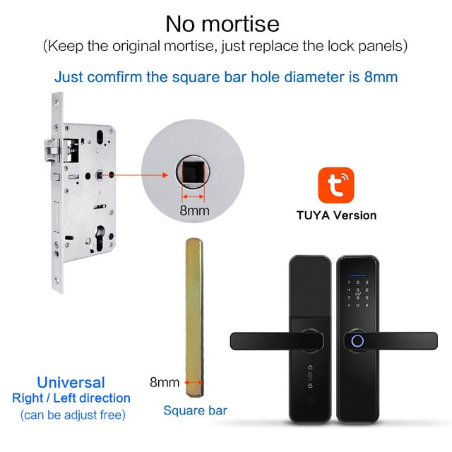 New X5 Waterproof Tuya Biometric Fingerprint Lock, Security Intelligent Smart Lock With WiFi APP Password RFID Door Lock