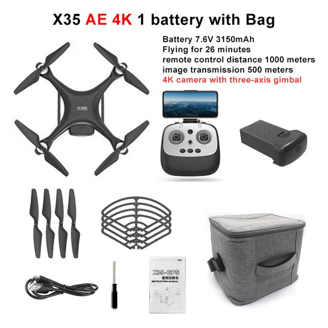 LAUMOX X35 Drone GPS WiFi 4K HD Camera Profissional RC Quadcopter Brushless Motor Drones Gimbal Stabilizer 26 minute flight